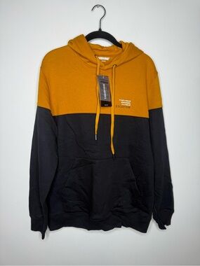 Men's Colorblock Hooded Sweatshirt in Mustard and Black - Cambridge